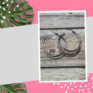 Silver Triple Hoop Earrings